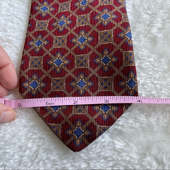 Jos. A. Bank Signature Gold Red and Blue Geometric Print Textured Silk T… - Picture 11 of 11